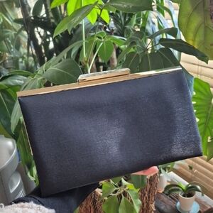 Glint Black Sparkly Clutch Handbag W Clear Clutch Crystal